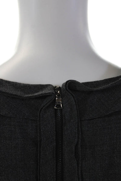 Elie Tahari Women's Round Neck Ruffle Sleeveless Mini Workwear Dress Gray Size M