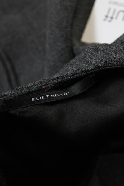 Elie Tahari Women's Round Neck Ruffle Sleeveless Mini Workwear Dress Gray Size M