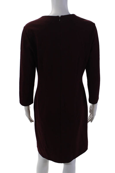 J. Mclaughlin Women's 3/4 Sleeves Round Neck Key Hole Mini Dress Burgundy Size M