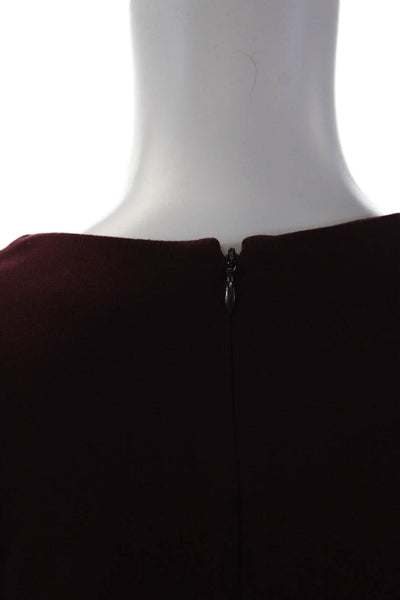 J. Mclaughlin Women's 3/4 Sleeves Round Neck Key Hole Mini Dress Burgundy Size M