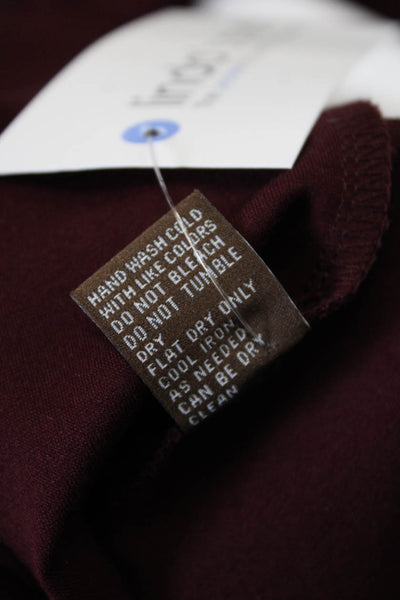 J. Mclaughlin Women's 3/4 Sleeves Round Neck Key Hole Mini Dress Burgundy Size M