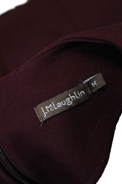 J. Mclaughlin Women's 3/4 Sleeves Round Neck Key Hole Mini Dress Burgundy Size M