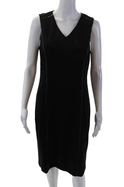 J. Mclaughlin V-Neck Sleeveless Faux Suede Mini Shift Dress Black Size M