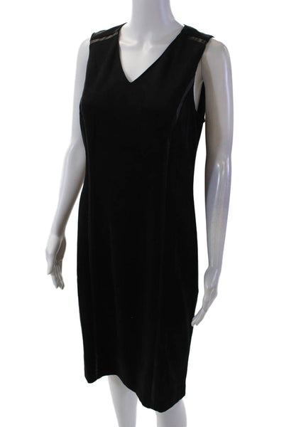 J. Mclaughlin V-Neck Sleeveless Faux Suede Mini Shift Dress Black Size M