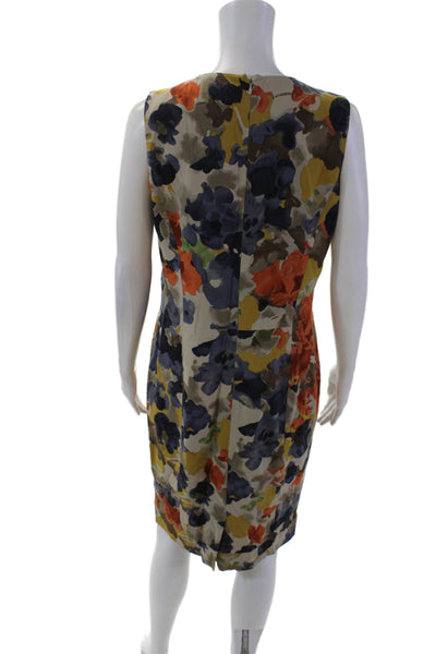 Etro Women's Round Neck Sleeveless Slit Hem Midi Shift Dress Floral Size M
