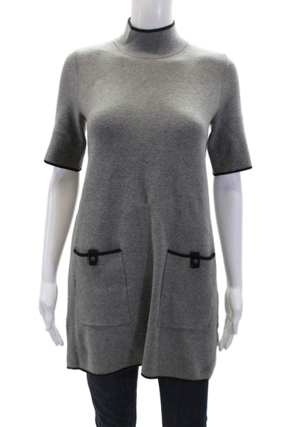 Maeve Anthropologie Womens Cotton Short Sleeve V-neck Knit Sweater Gray Size S