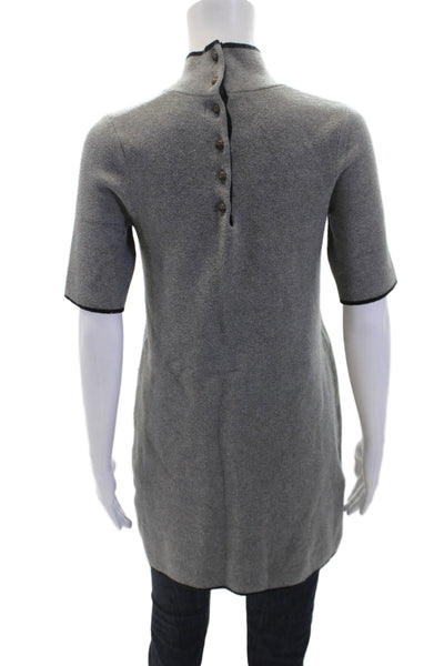Maeve Anthropologie Womens Cotton Short Sleeve V-neck Knit Sweater Gray Size S