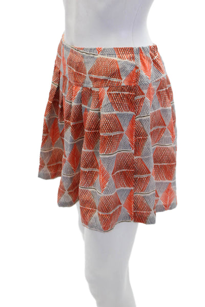 Broadway & Broome Womens Silk Abstract Pleated Mid-Rise SHorts Orange Size 0