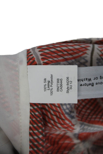 Broadway & Broome Womens Silk Abstract Pleated Mid-Rise SHorts Orange Size 0