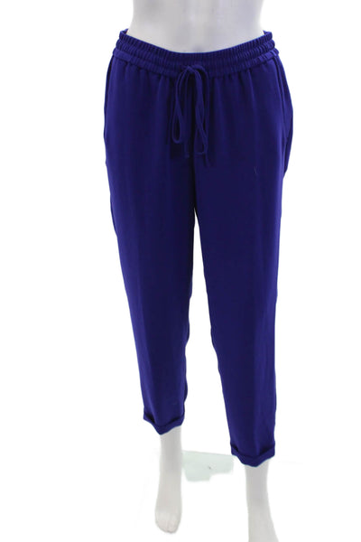 J Crew WOmens Drawstring Waist Mid-Rise Tapered Pants Trousers Purple Size 2