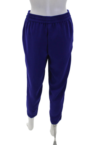 J Crew WOmens Drawstring Waist Mid-Rise Tapered Pants Trousers Purple Size 2