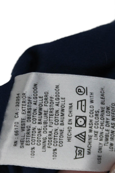 HD In Paris Womens Cotton Striped Round Neck Short Sleeve Dress Blue Size 4