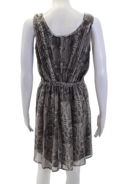 Broadway & Broome Womens Silk Animal Print Scoop Neck Tank Dress Gray Size 2