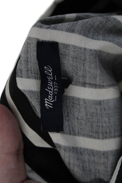Madewell Womens SIlk Striped Collared Pullover Long Sleeve Dress Black Size S