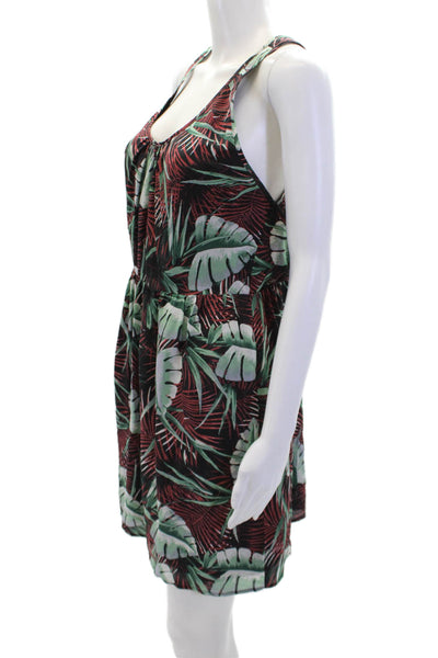 Madewell Womens Silk Plant Print Scoop Neck A-Line Tank Dress Green Size S