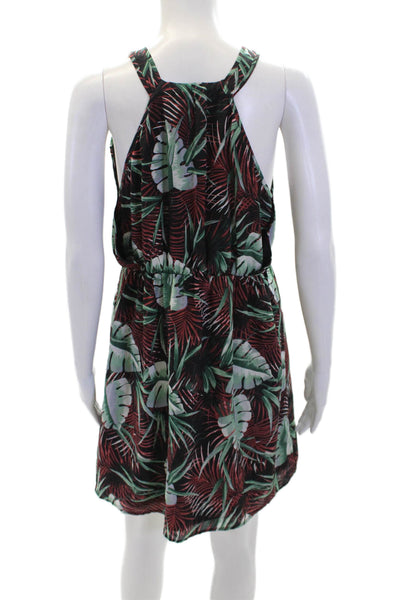 Madewell Womens Silk Plant Print Scoop Neck A-Line Tank Dress Green Size S