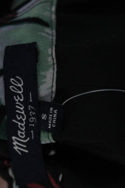 Madewell Womens Silk Plant Print Scoop Neck A-Line Tank Dress Green Size S