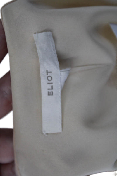 Eliot Womens Pleated V-Nekc Long Sleeve Button Up A-Line Dress Beige Size 0