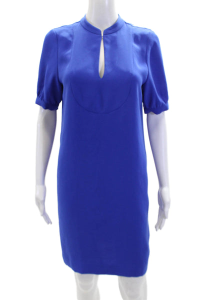 J Crew Womens V-Neck Short Sleeve Pullover Mid-Calf Dress Blue Size 00