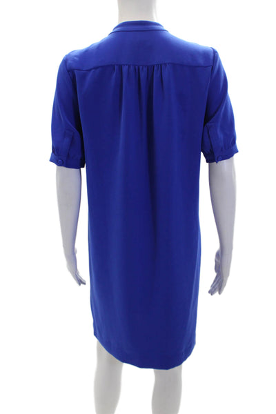 J Crew Womens V-Neck Short Sleeve Pullover Mid-Calf Dress Blue Size 00