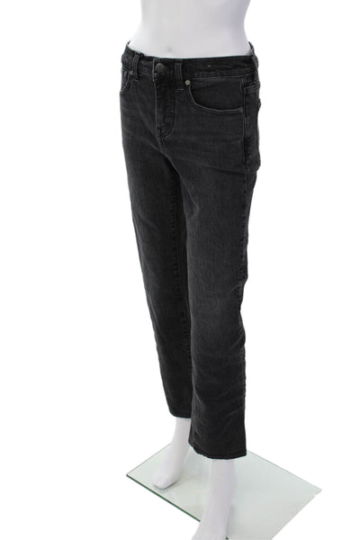 Madewell Womens Cotton High Waisted Buttoned Straight Leg Black Size 25