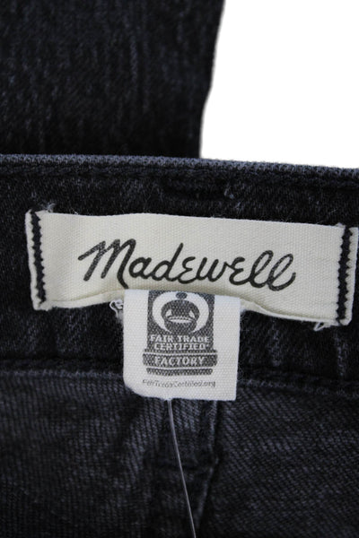 Madewell Womens Cotton High Waisted Buttoned Straight Leg Black Size 25