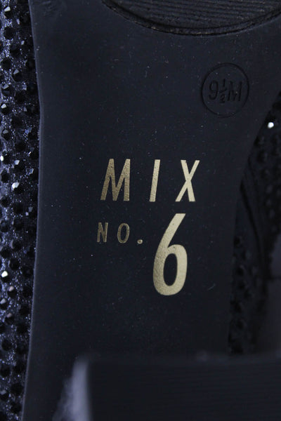 Mix 6 Womens Rhinestone Beaded Lined Zip Block Heel Booties Black Size 9.5