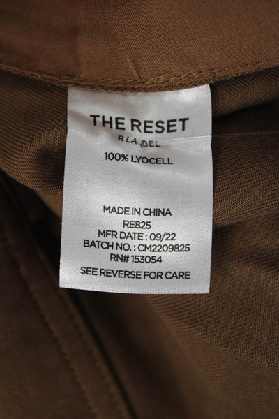 R Label The Reset Womens Pleated Front High Rise Pants Brown Size Extra Large