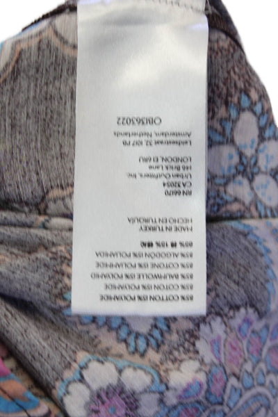 We The Free Womens Button Front Collared Floral Pocket Shirt Purple Size XS