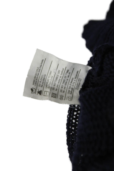 Vince Womens Linen Long Sleeve Buttoned Knit Cardigan Sweater Blue Size S