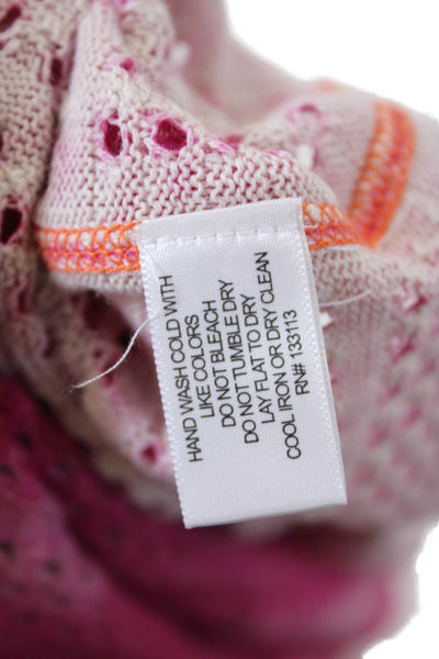 Lisa Todd Women's Short Sleeves Round Neck Mesh Two Piece Shorts Set Pink Size L