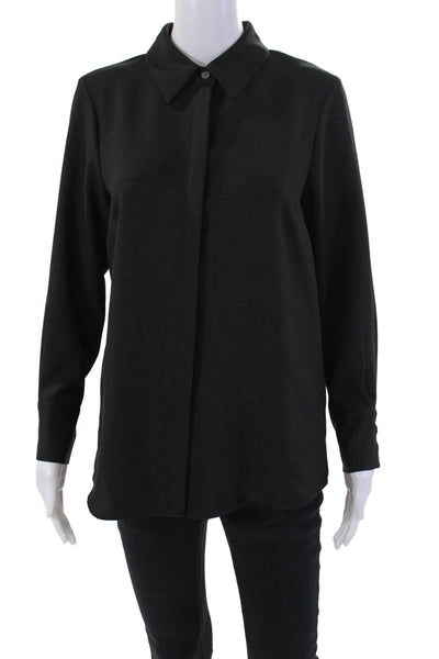 Estelle & Finn Women's Long Sleeves Collared Button Down Shirt Black Size XS