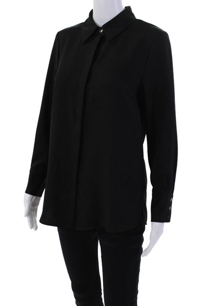 Estelle & Finn Women's Long Sleeves Collared Button Down Shirt Black Size XS