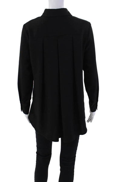 Estelle & Finn Women's Long Sleeves Collared Button Down Shirt Black Size XS