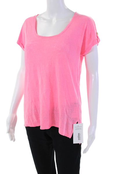 Lilly Pulitzer Women's Scoop Neck Short Sleeves Basic T-Shirt Pink Size S
