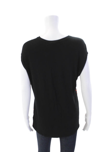 Helmut Lang Womens Stretch Abstract Round Neck Sleeveless Top Orange Size S