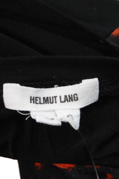 Helmut Lang Womens Stretch Abstract Round Neck Sleeveless Top Orange Size S