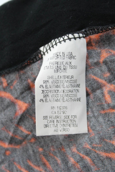 Helmut Lang Womens Stretch Abstract Round Neck Sleeveless Top Orange Size S