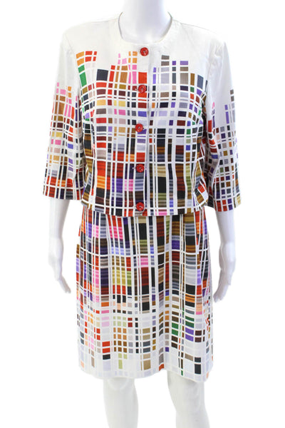 Aventures des Toiles Womens Cotton Geometric Dress + Blazer Set White Size 44