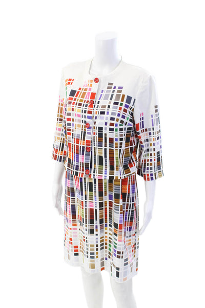 Aventures des Toiles Womens Cotton Geometric Dress + Blazer Set White Size 44