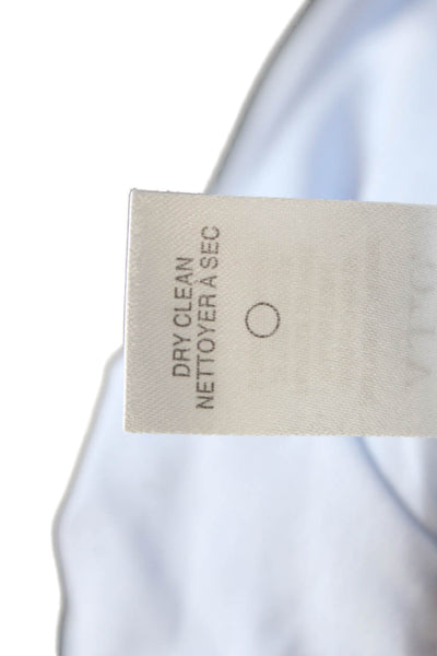 A.L.C. Womens Cotton Ruffle Trim Long Sleeve One Shoulder Blouse Top Blue Size 4