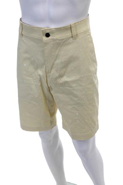 Nike Men's Flat Front Polka Dot Pockets Dress Shorts Yellow Size 34