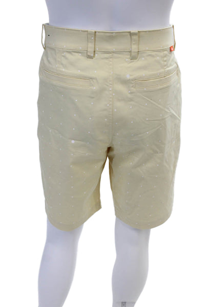 Nike Men's Flat Front Polka Dot Pockets Dress Shorts Yellow Size 34
