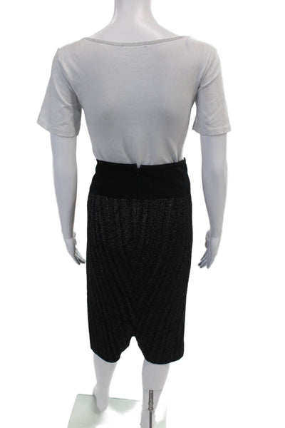 Donna Karan Collection Womens Wool Stripe Printed Straight Skirt Black Size 36