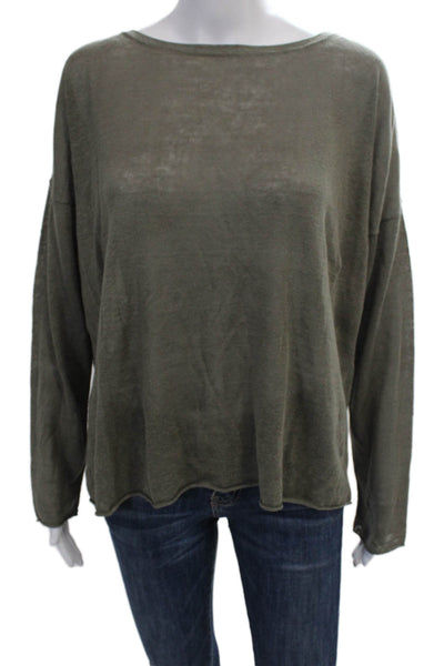 360 Sweater Womens Thin Knit Long Sleeve Drop Shoulder Sweater Green Size S