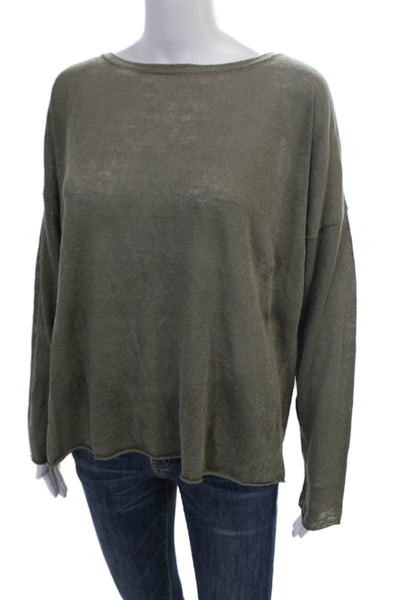 360 Sweater Womens Thin Knit Long Sleeve Drop Shoulder Sweater Green Size S