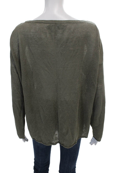 360 Sweater Womens Thin Knit Long Sleeve Drop Shoulder Sweater Green Size S