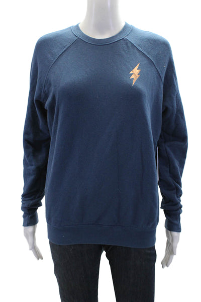 Spiritual Gangster Womens Cotton Crew Neck Pullover Sweatshirt Top Blue Size XS