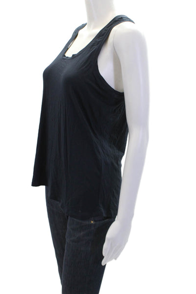 Splits59 Womens Stretch Scoop Neck Racerback Pullover Tank Top Navy Size S