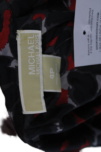 Michael Michael Kors Womens Silk Animal Print Tank Top Blouse Red Size 4P